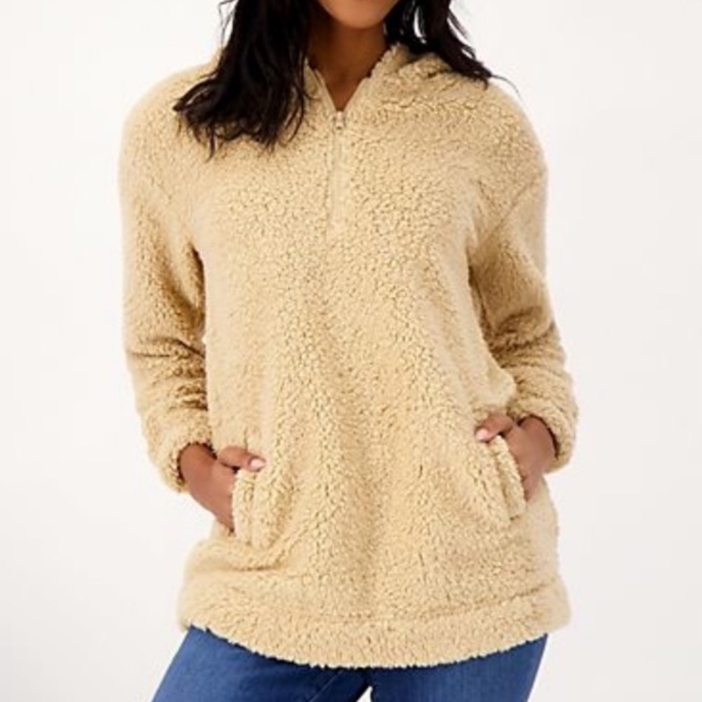Koolaburra by UGG Brushed Back Sherpa Hoodie Pullover Irish Cream size Mâ